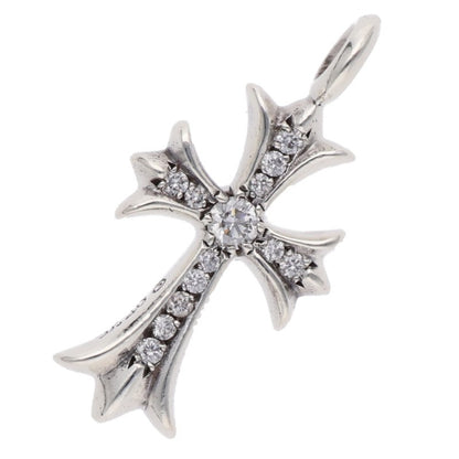 Chrome Hearts Tiny Fat Cross Pave Diamond 925 Silver Pendant