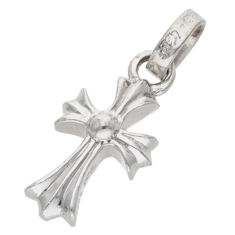 Chrome Hearts 18K WG Pave Diamond Baby Fat Cross Necklace