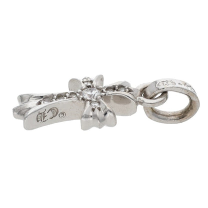 Chrome Hearts 18K WG Pave Diamond Baby Fat Cross Necklace