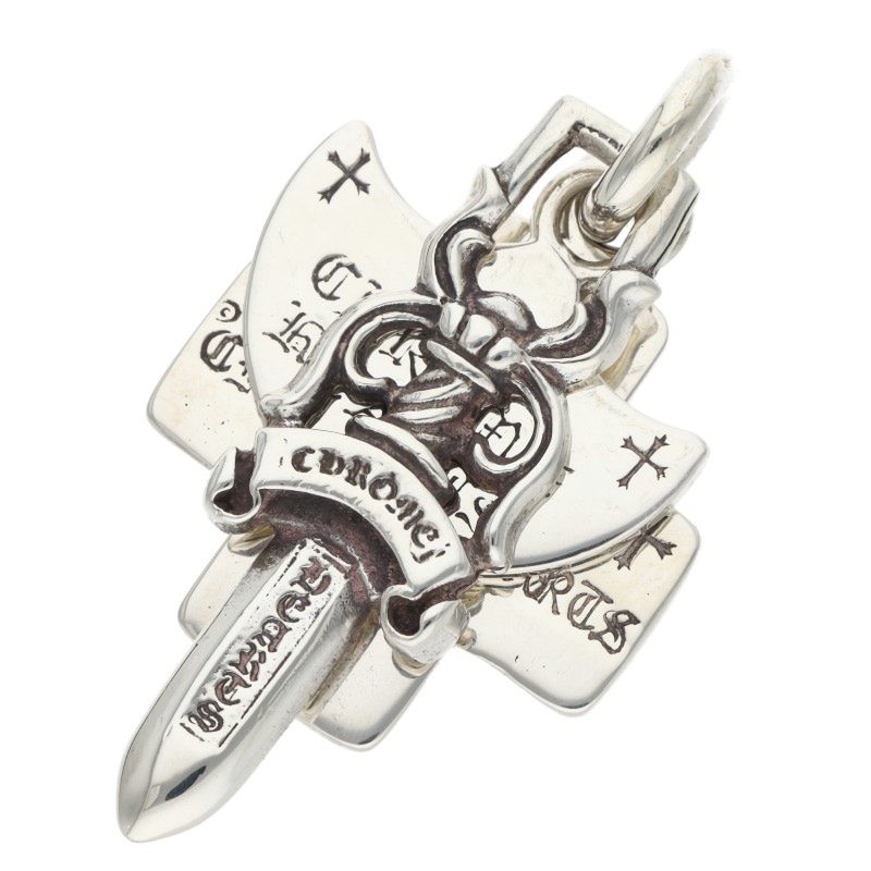 Chrome Hearts Old 3 Trinkets Sterling Silver Necklace