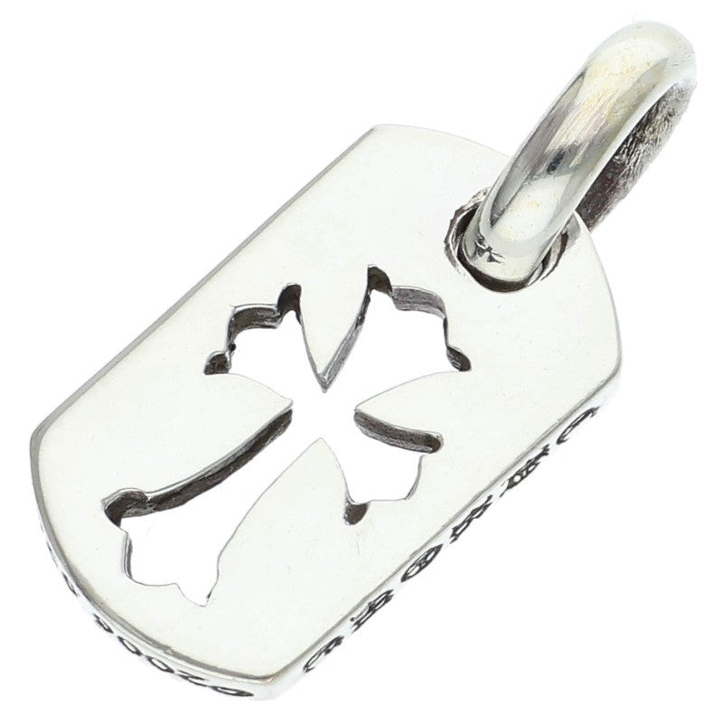 Chrome Hearts Tiny Cutout Cross Dog Tag Silver Charm