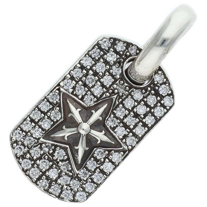 Chrome Hearts Tiny Dog Tag Star Pave Necklace Pendant