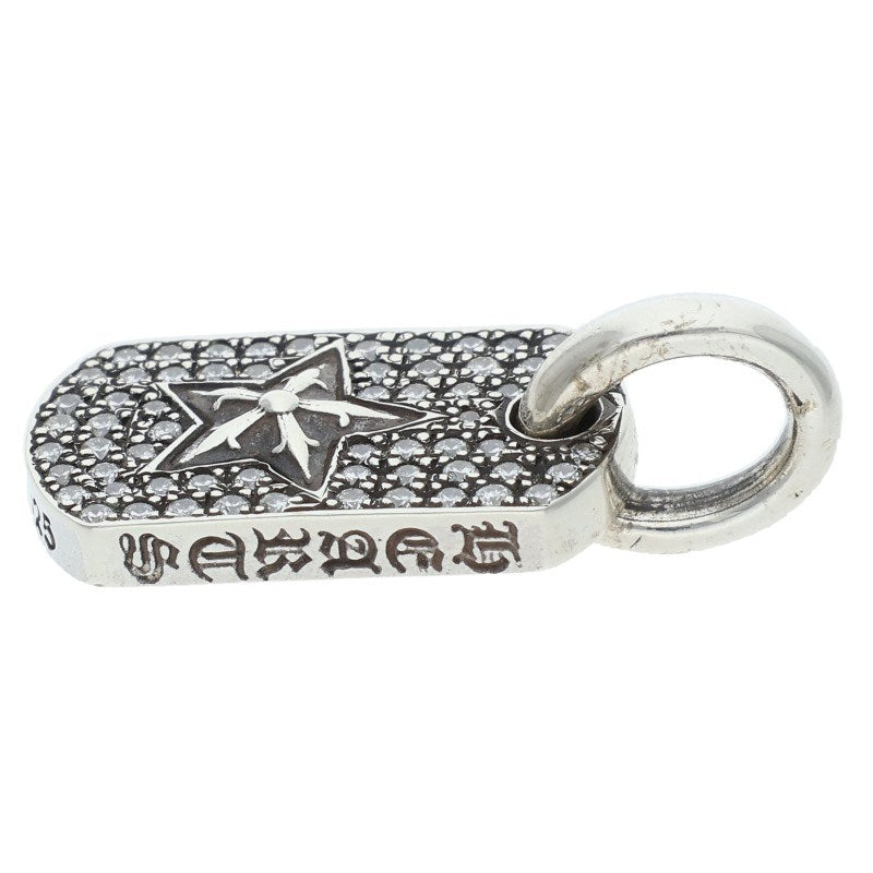 Chrome Hearts Tiny Dog Tag Star Pave Necklace Pendant