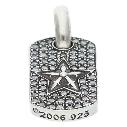 Chrome Hearts Tiny Dog Tag Star Pave Necklace Pendant