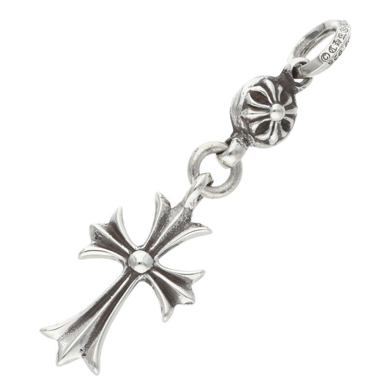 Chrome Hearts 1 Ball Tiny CH Cross Charm Necklace Silver