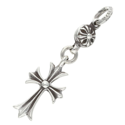 Chrome Hearts 1 Ball Tiny CH Cross Charm Necklace Silver