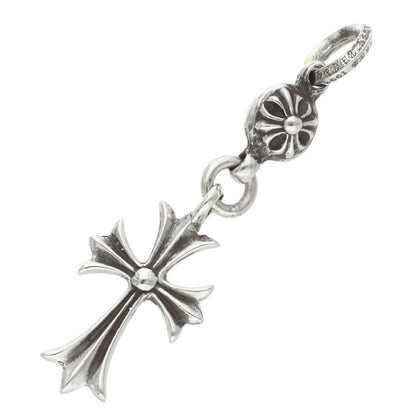 Chrome Hearts 1 Ball Tiny CH Cross Charm Necklace Silver