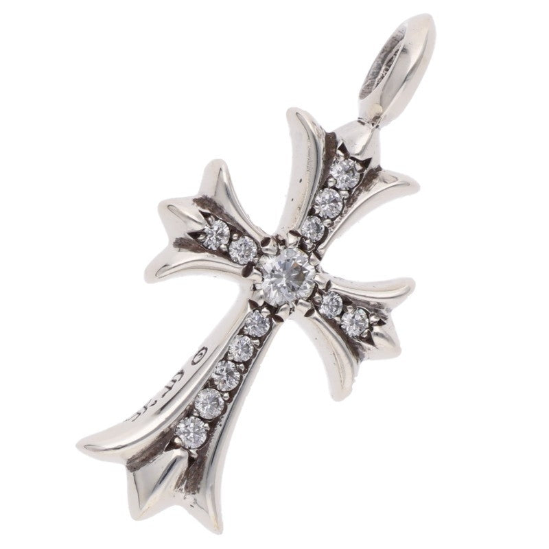 Chrome Hearts Silver Tiny Fat Cross Pave Diamond Multi