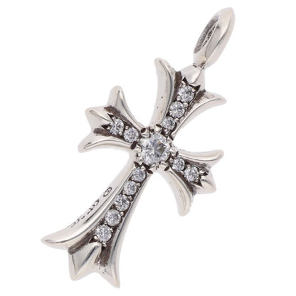 Chrome Hearts Silver Tiny Fat Cross Pave Diamond Multi