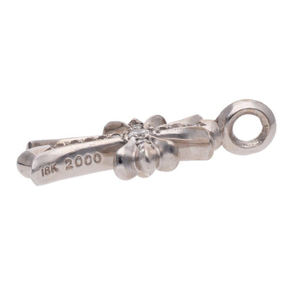 Chrome Hearts 18KWG Tiny Fat Cross PAVE Diamond Pendant