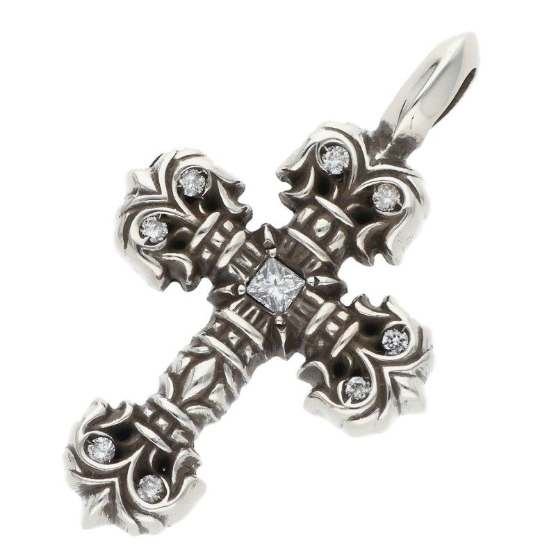 Chrome Hearts Tiny Filigree Pave Diamond Silver Charm