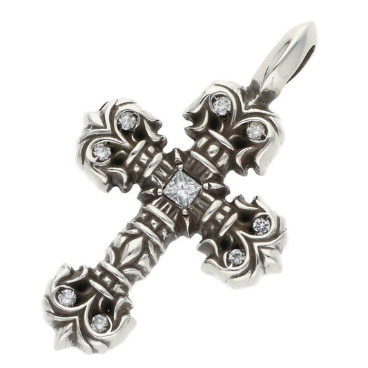 Chrome Hearts Tiny Filigree Pave Diamond Silver Charm