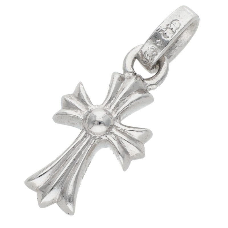 Chrome Hearts 18K WG Baby Fat Cross Pave Necklace Top