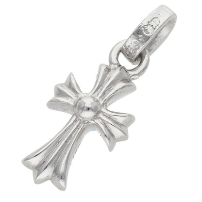 Chrome Hearts 18K WG Baby Fat Cross Pave Necklace Top