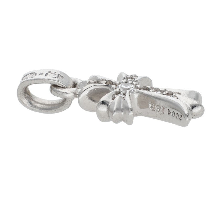 Chrome Hearts 18K WG Baby Fat Cross Pave Necklace Top