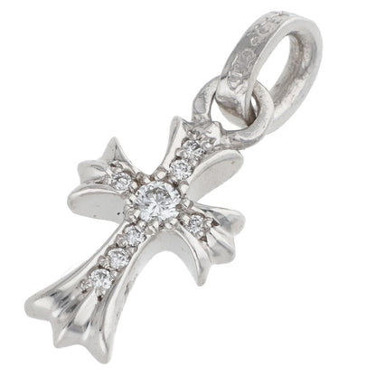 Chrome Hearts 18K WG Baby Fat Cross Pave Diamond Charm Multi