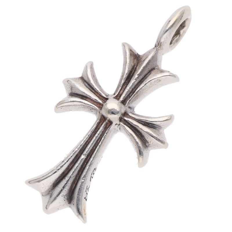 Chrome Hearts Sterling Silver Tiny Fat Cross Diamond Pendant