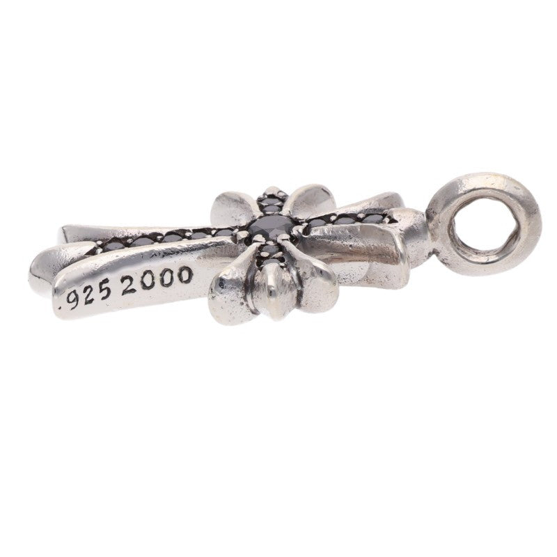 Chrome Hearts Sterling Silver Tiny Fat Cross Diamond Pendant