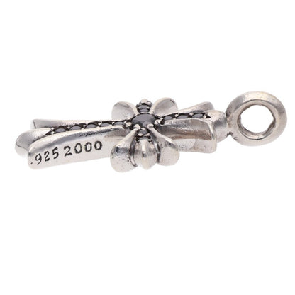 Chrome Hearts Sterling Silver Tiny Fat Cross Diamond Pendant