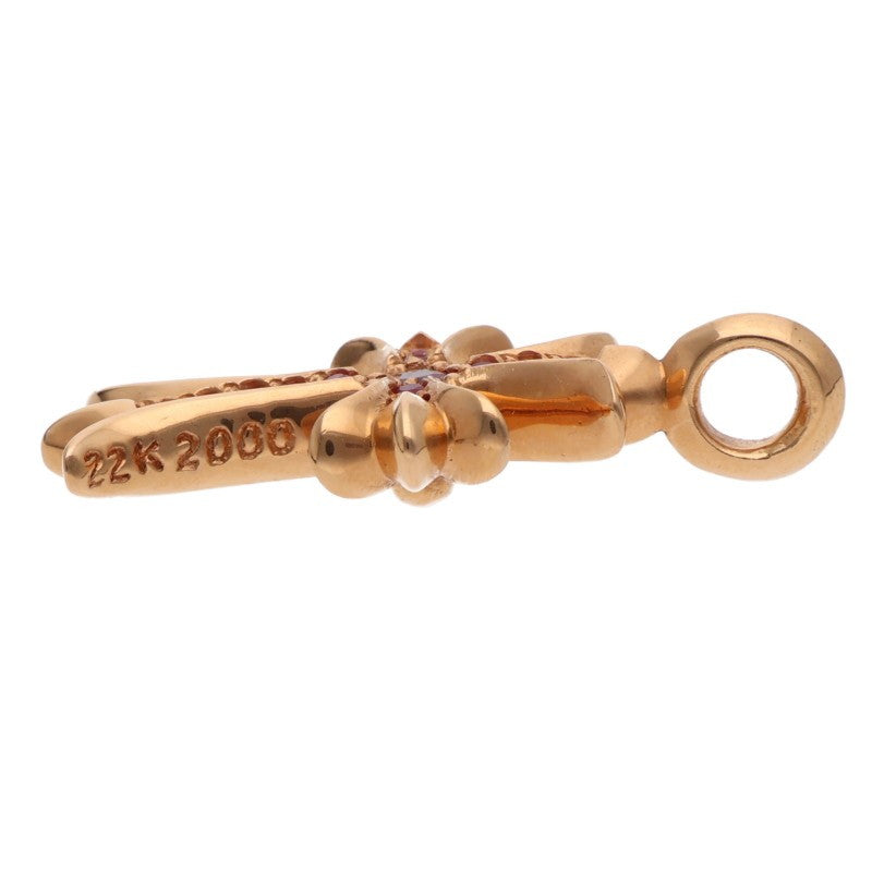 Chrome Hearts 22K Tiny Fat Cross Pave Ruby Gold Necklace
