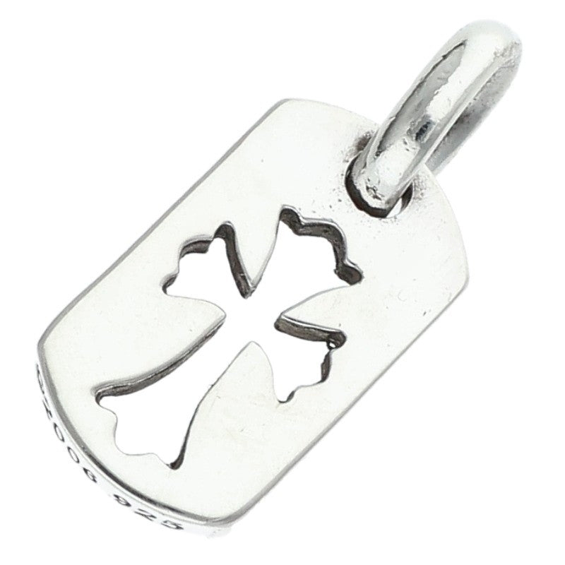 Chrome Hearts Tiny Cut Out Cross Dog Tag Silver Necklace