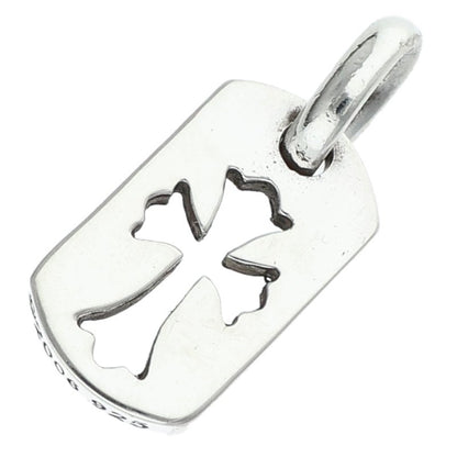 Chrome Hearts Tiny Cut Out Cross Dog Tag Silver Necklace