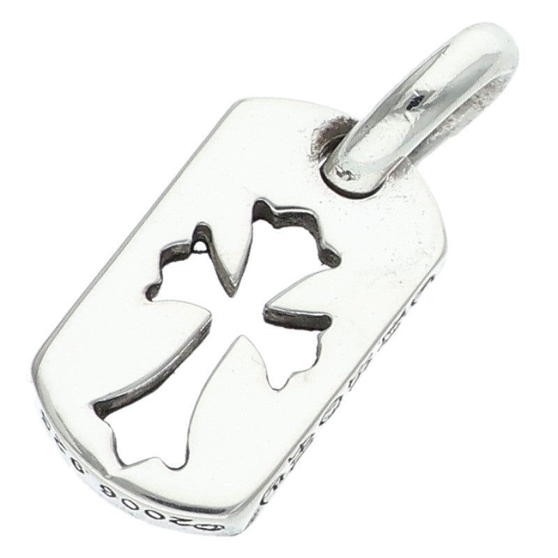 Chrome Hearts Tiny Cut Out Cross Dog Tag Silver Necklace