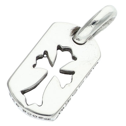 Chrome Hearts Tiny Cut Out Cross Dog Tag Silver Necklace