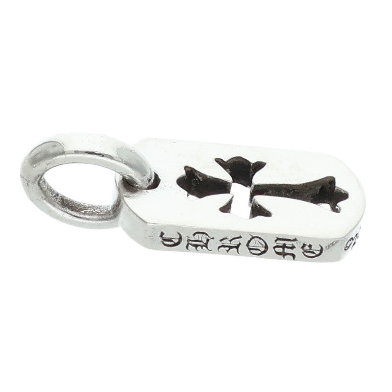Chrome Hearts Tiny Cut Out Cross Dog Tag Silver Necklace