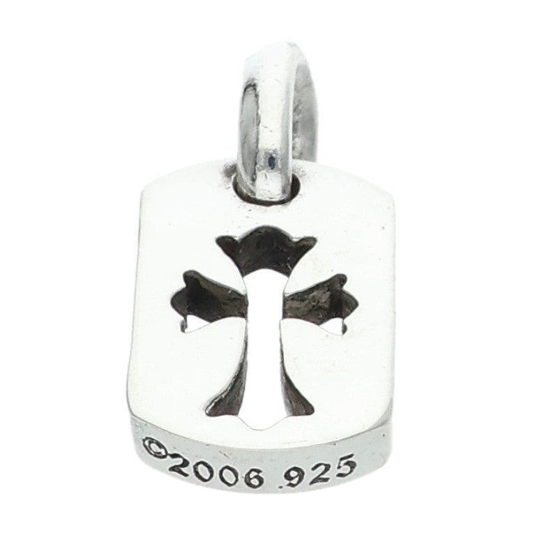 Chrome Hearts Tiny Cut Out Cross Dog Tag Silver Necklace