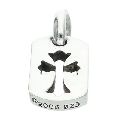 Chrome Hearts Tiny Cut Out Cross Dog Tag Silver Necklace