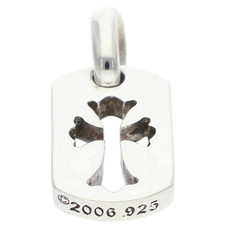 Chrome Hearts Tiny Cut Out Cross Dog Tag Silver Necklace