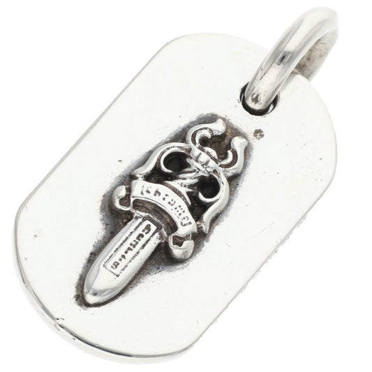 Chrome Hearts Dagger Dog Tag Silver Pendant