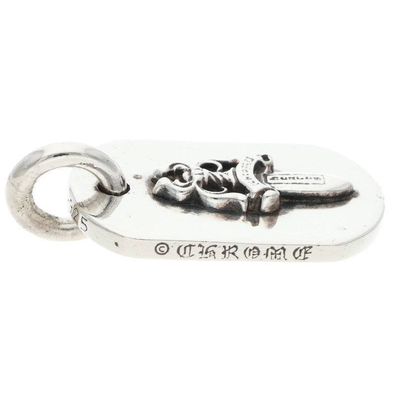Chrome Hearts Dagger Dog Tag Silver Pendant