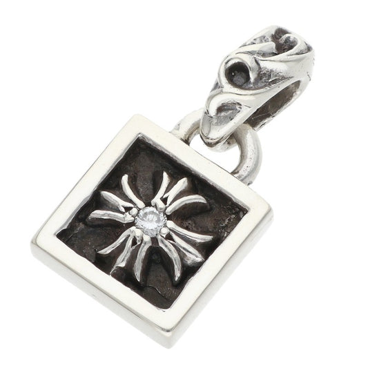 Chrome Hearts FRAMED CH PLUS 1-Diamond Silver Charm Necklace