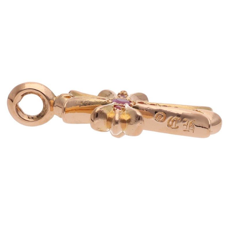Chrome Hearts 22K Tiny Fat Cross Pave Pink Sapphire Pendant