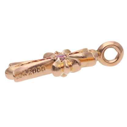 Chrome Hearts 22K Tiny Fat Cross Pave Pink Sapphire Pendant