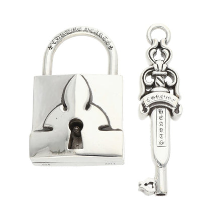 Chrome Hearts Sterling Silver Padlock Dagger Pendant