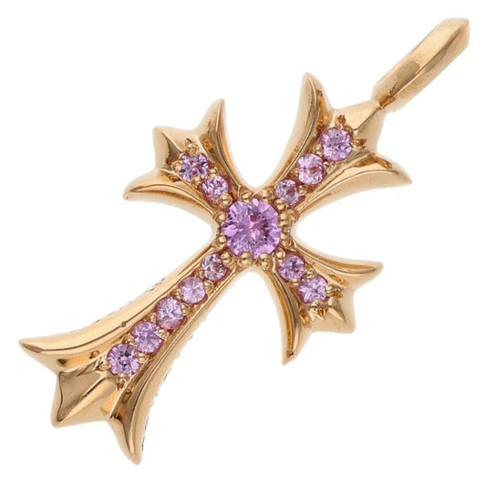 Chrome Hearts 22K Tiny Fat Cross PAVE Sapphire Necklace