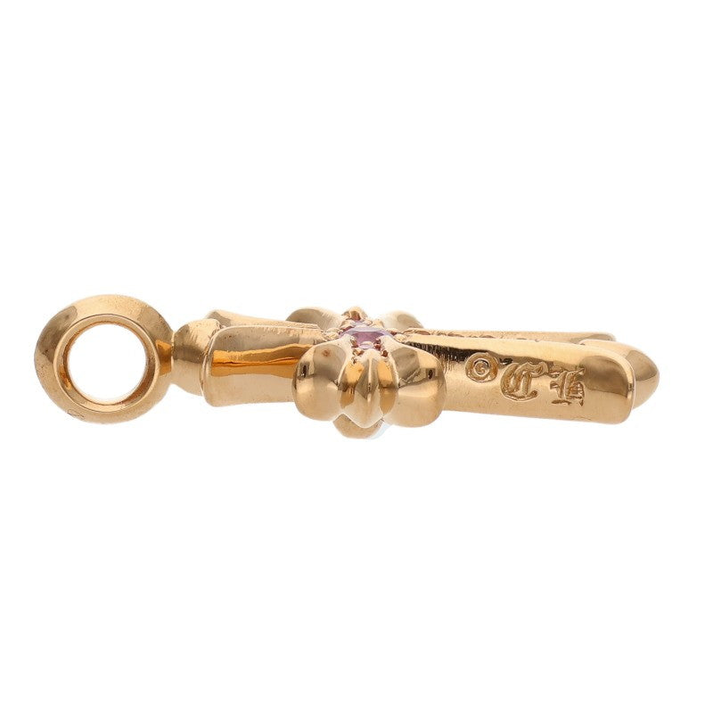 Chrome Hearts 22K Tiny Fat Cross PAVE Sapphire Necklace