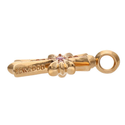 Chrome Hearts 22K Tiny Fat Cross PAVE Sapphire Necklace