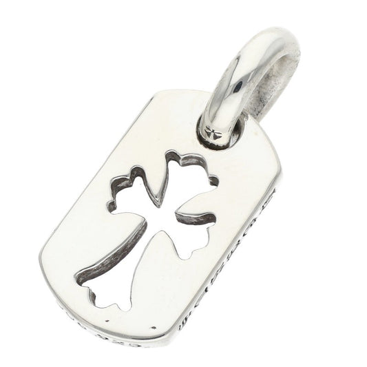 Chrome Hearts Silver Tiny Cutout Cross Dog Tag Necklace