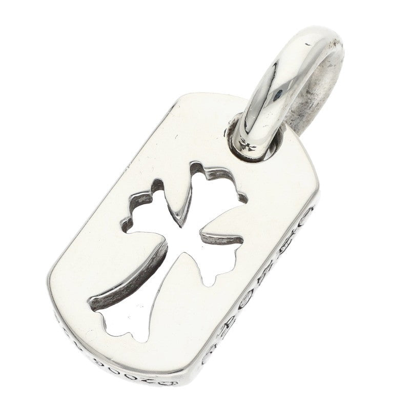 Chrome Hearts Silver Tiny Cutout Cross Dog Tag Necklace