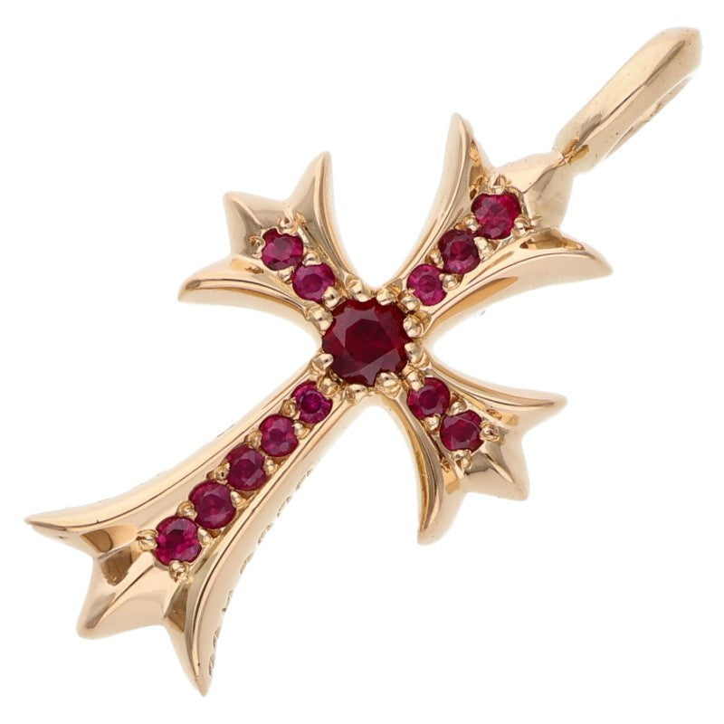Chrome Hearts 22K Tiny Fat Cross Pave Ruby Pendant