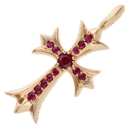 Chrome Hearts 22K Tiny Fat Cross Pave Ruby Pendant