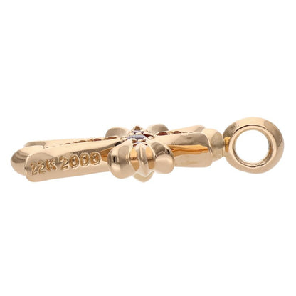 Chrome Hearts 22K Tiny Fat Cross Pave Ruby Pendant