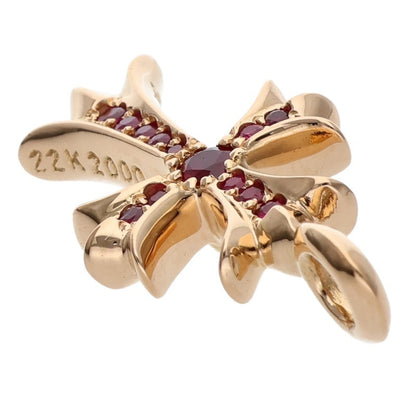 Chrome Hearts 22K Tiny Fat Cross Pave Ruby Pendant