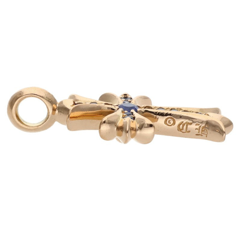 Chrome Hearts 22K Tiny Fat Cross Pave Blue Sapphire Multi