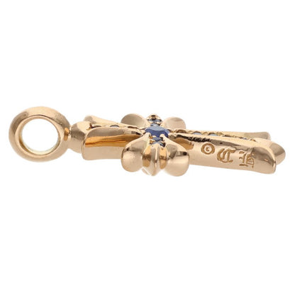 Chrome Hearts 22K Tiny Fat Cross Pave Blue Sapphire Multi
