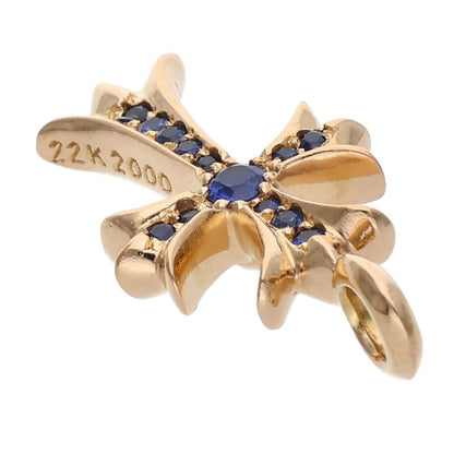 Chrome Hearts 22K Tiny Fat Cross Pave Blue Sapphire Multi